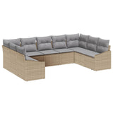 vidaXL Tuinbank Set met opslag 9 pcs Zwart en Crème poly rattan