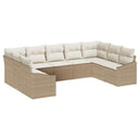 vidaXL Tuinbank Set met opslag 9 pcs Zwart en Crème poly rattan