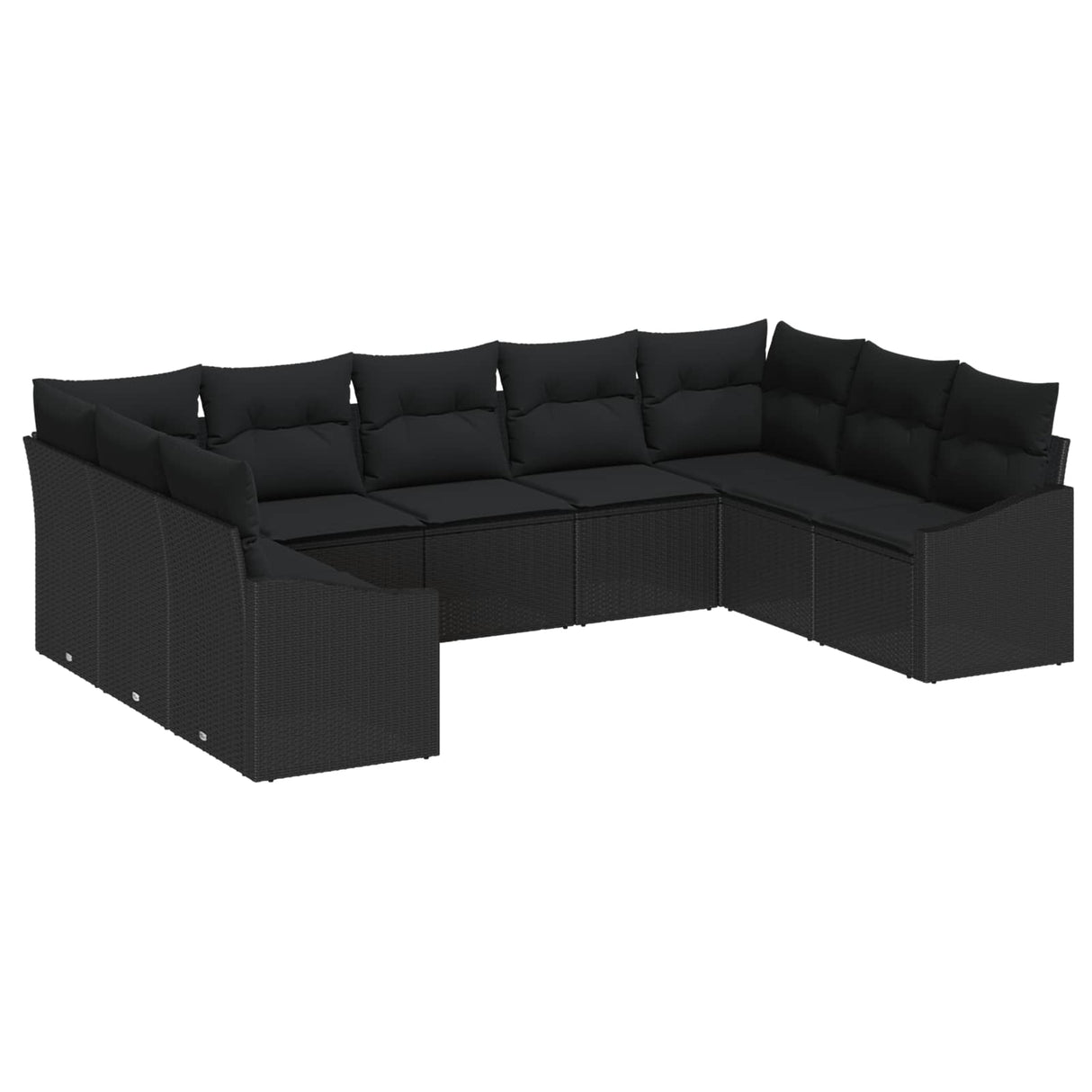 vidaXL Tuinbank Set met opslag 9 pcs Zwart en Crème poly rattan
