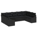 vidaXL Tuinbank Set met opslag 9 pcs Zwart en Crème poly rattan