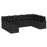 vidaXL Tuinbank Set met opslag 9 pcs Zwart en Crème poly rattan