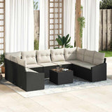 vidaXL Tuinbank Set met opslag 9 pcs Zwart en Crème poly rattan