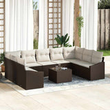 vidaXL Tuinbank Set met opslag 9 pcs Zwart en Crème poly rattan