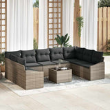 vidaXL Tuinbank Set met opslag 9 pcs Zwart en Crème poly rattan