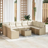 vidaXL Tuinbank Set met opslag 9 pcs Zwart en Crème poly rattan