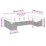 vidaXL Tuinbank Set met opslag 10 pcs Zwart en Crème poly rattan