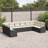 vidaXL Tuinbank Set met opslag 10 pcs Zwart en Crème poly rattan