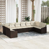 vidaXL Tuinbank Set met opslag 10 pcs Zwart en Crème poly rattan