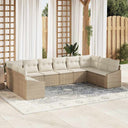 vidaXL Tuinbank Set met opslag 10 pcs Zwart en Crème poly rattan