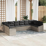 vidaXL Tuinbank Set met opslag 10 pcs Zwart en Crème poly rattan