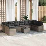 vidaXL Tuinbank Set met opslag 10 pcs Zwart en Crème poly rattan