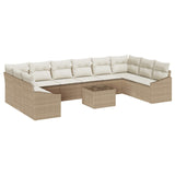 vidaXL Tuinbank Set met opslag 10 pcs Zwart en Crème poly rattan