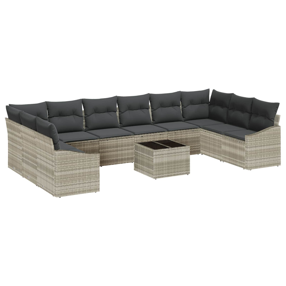 vidaXL Tuinbank Set met opslag 10 pcs Zwart en Crème poly rattan