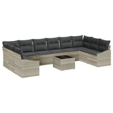 vidaXL Tuinbank Set met opslag 10 pcs Zwart en Crème poly rattan