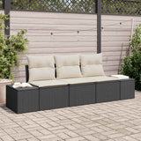 vidaXL Tuinbank Set met opslag 3 pcs Zwart en Crème poly rattan
