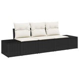 vidaXL Tuinbank Set met opslag 3 pcs Zwart en Crème poly rattan