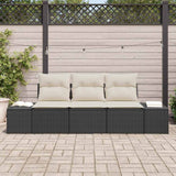 vidaXL Tuinbank Set met opslag 3 pcs Zwart en Crème poly rattan