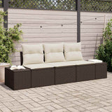vidaXL Tuinbank Set met opslag 3 pcs Zwart en Crème poly rattan