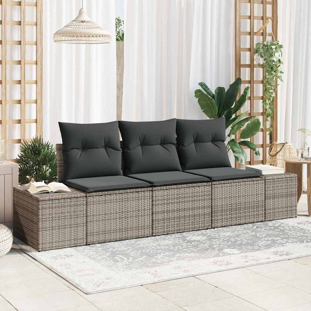 vidaXL Tuinbank Set met opslag 3 pcs Zwart en Crème poly rattan