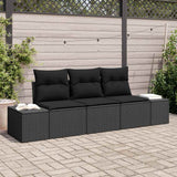 vidaXL Tuinbank Set met opslag 3 pcs Zwart en Crème poly rattan