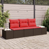 vidaXL Tuinbank Set 3 st Bruin en Rood poly rattan