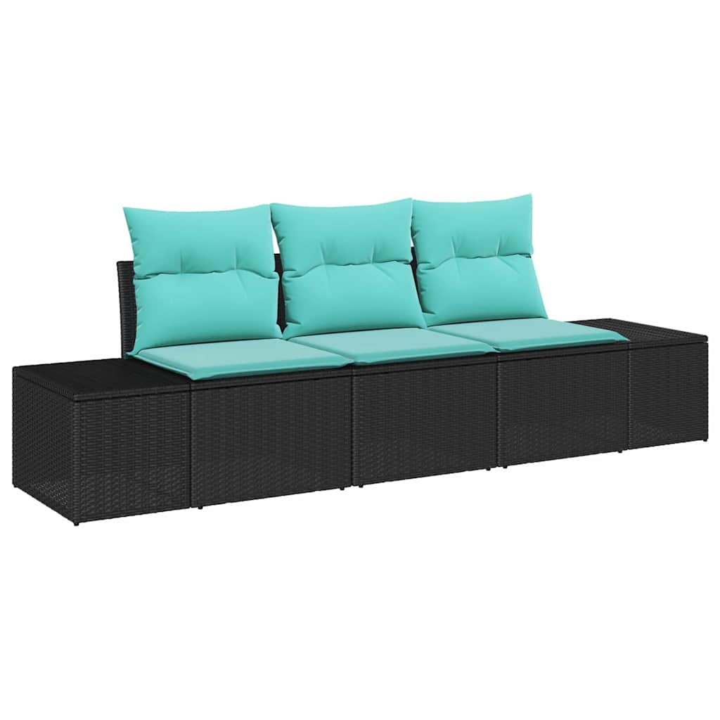 vidaXL Tuinbank Set 3 st Bruin en Rood poly rattan