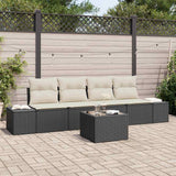 vidaXL Tuinbank Set met kussen 5 pcs Zwart en Crème poly rattan