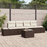 vidaXL Tuinbank Set met kussen 5 pcs Zwart en Crème poly rattan
