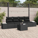 vidaXL Tuinbank Set met kussen 5 pcs Zwart en Crème poly rattan