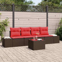 vidaXL Tuinbank Set 5 st Beige en Rood poly rattan