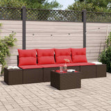 vidaXL Tuinbank Set 5 st Beige en Rood poly rattan