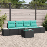 vidaXL Tuinbank Set 5 st Beige en Rood poly rattan