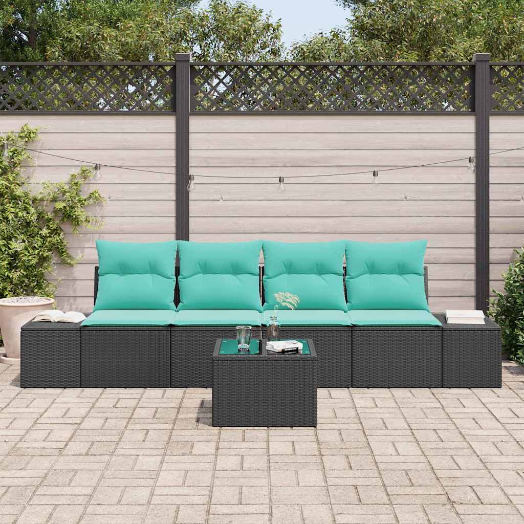 vidaXL Tuinbank Set 5 st Beige en Rood poly rattan