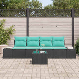vidaXL Tuinbank Set 5 st Beige en Rood poly rattan