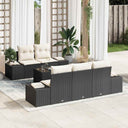vidaXL Tuinbank Set met kussen 6 pcs Zwart en Crème poly rattan