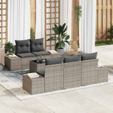 vidaXL Tuinbank Set met kussen 6 pcs Zwart en Crème poly rattan