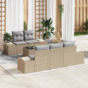 vidaXL Tuinbank Set met kussen 6 pcs Zwart en Crème poly rattan