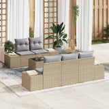 vidaXL Tuinbank Set met kussen 6 pcs Zwart en Crème poly rattan