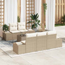 vidaXL Tuinbank Set met kussen 6 pcs Zwart en Crème poly rattan