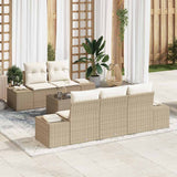vidaXL Tuinbank Set met kussen 6 pcs Zwart en Crème poly rattan