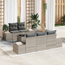 vidaXL Tuinbank Set met kussen 6 pcs Zwart en Crème poly rattan