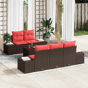 vidaXL Garden Bench Set 6 pcs Beige and Red poly rattan