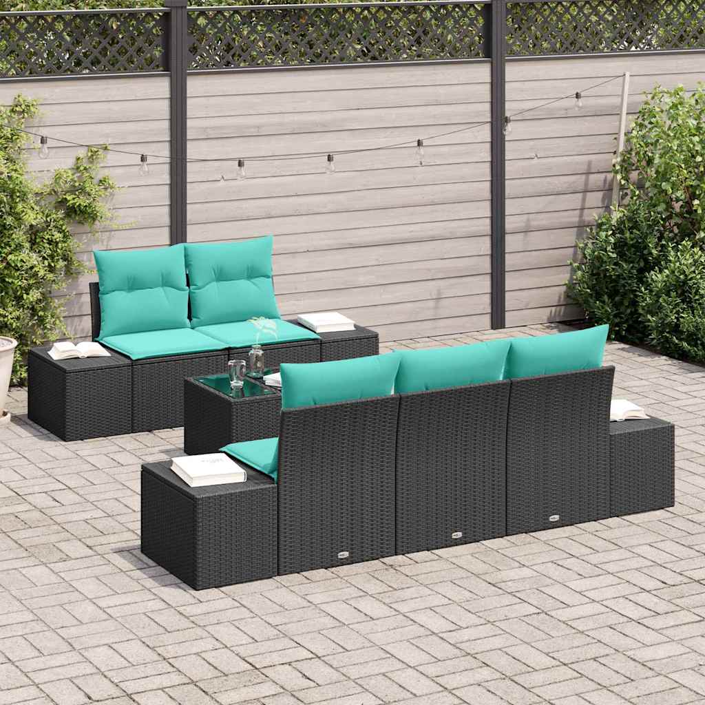 vidaXL Garden Bench Set 6 pcs Beige and Red poly rattan
