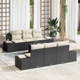 vidaXL Tuinbank Set met kussen 8 pcs Zwart en Crème poly rattan