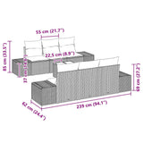 vidaXL Tuinbank Set met kussen 8 pcs Zwart en Crème poly rattan