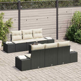 vidaXL Tuinbank Set met kussen 8 pcs Zwart en Crème poly rattan