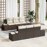 vidaXL Tuinbank Set met kussen 8 pcs Zwart en Crème poly rattan