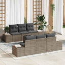 vidaXL Tuinbank Set met kussen 8 pcs Zwart en Crème poly rattan
