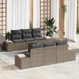 vidaXL Tuinbank Set met kussen 8 pcs Zwart en Crème poly rattan