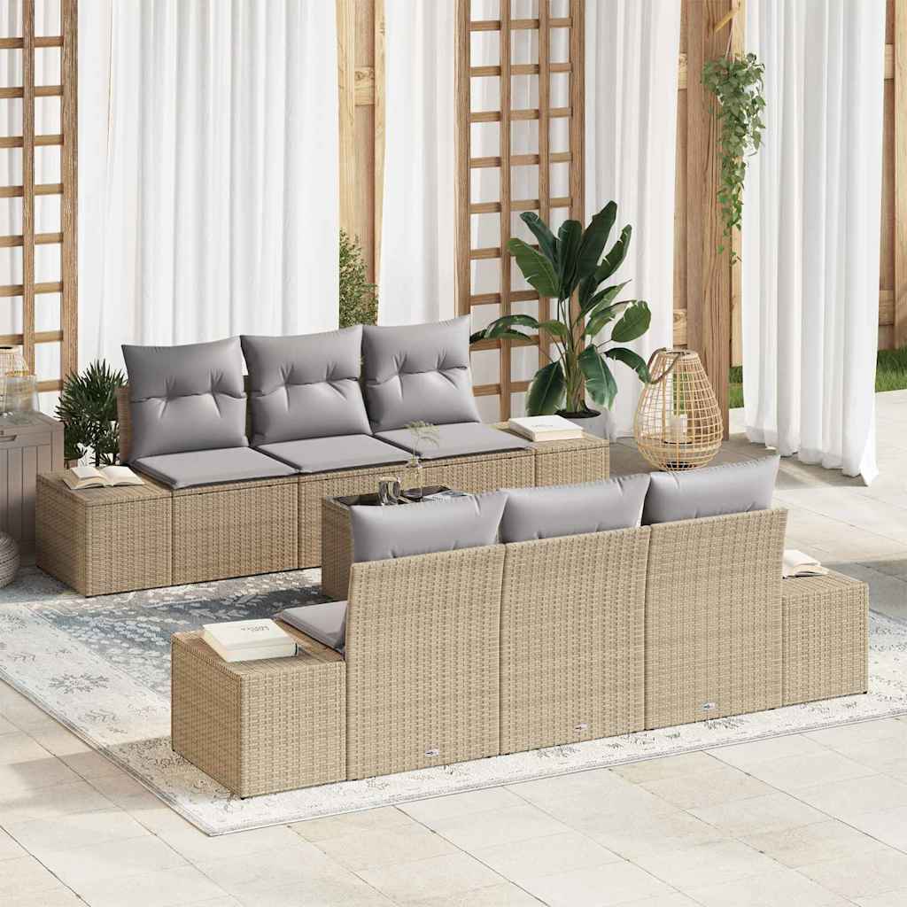 vidaXL Tuinbank Set met kussen 8 pcs Zwart en Crème poly rattan